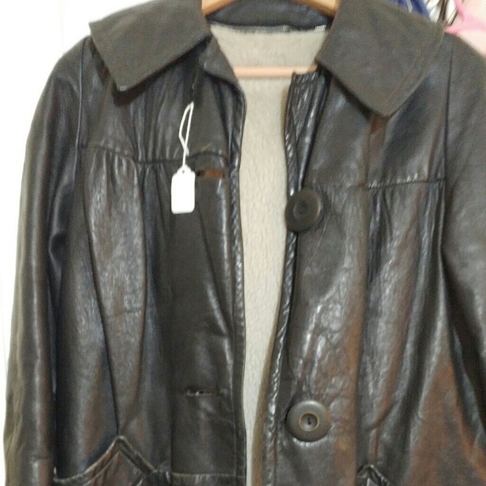 Black Leather coat with wool lining